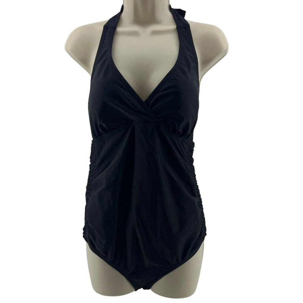 Motherhood Maternity Beach Bump Smocked Waist Maternity One Piece Womens Size S